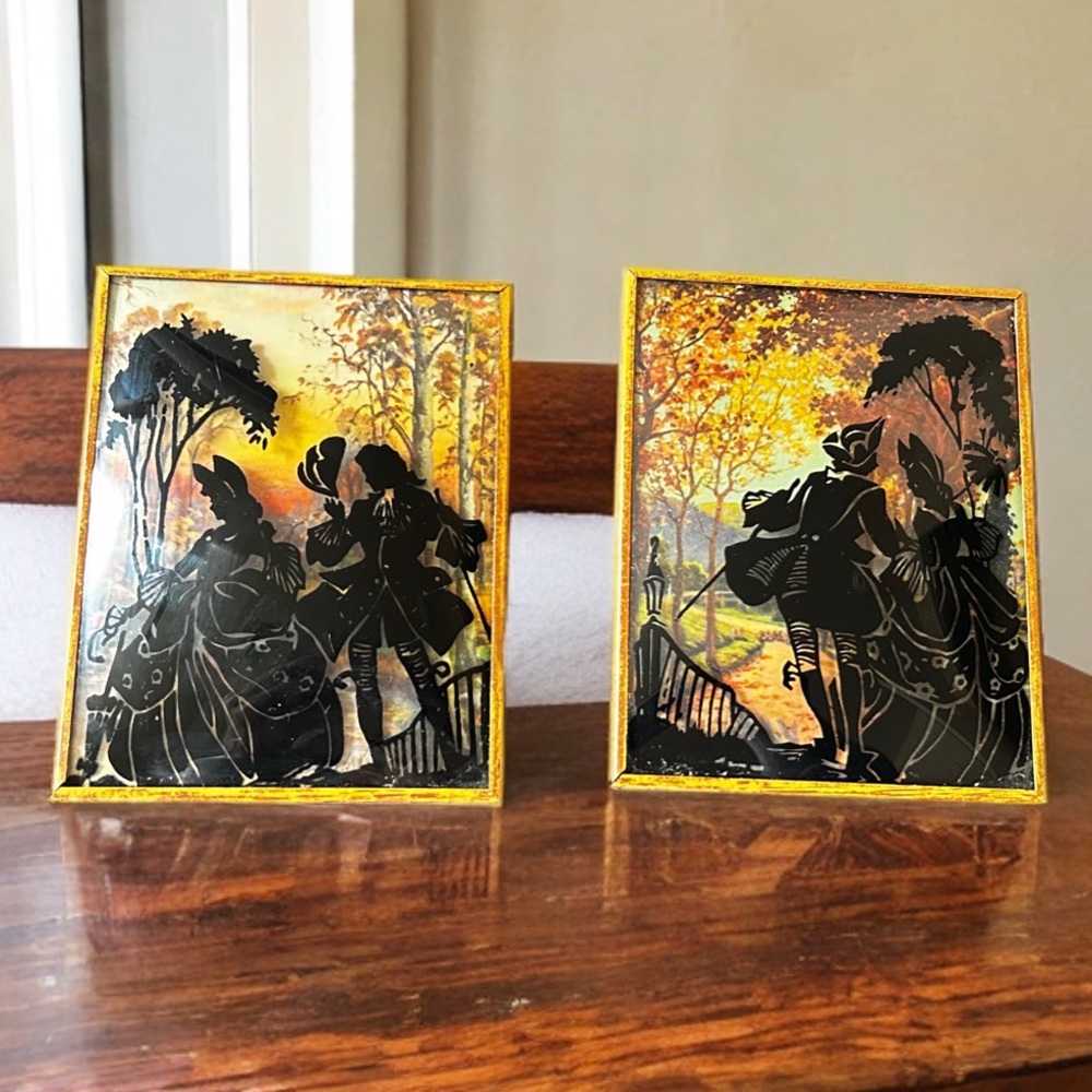 VTG | Courting Couple | Painted Silhouette | Frames